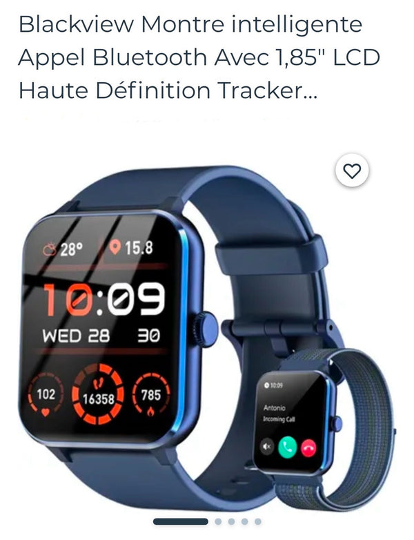 Montre connectée Sport/Santé Blackview R50 iOS/Androïd bleue