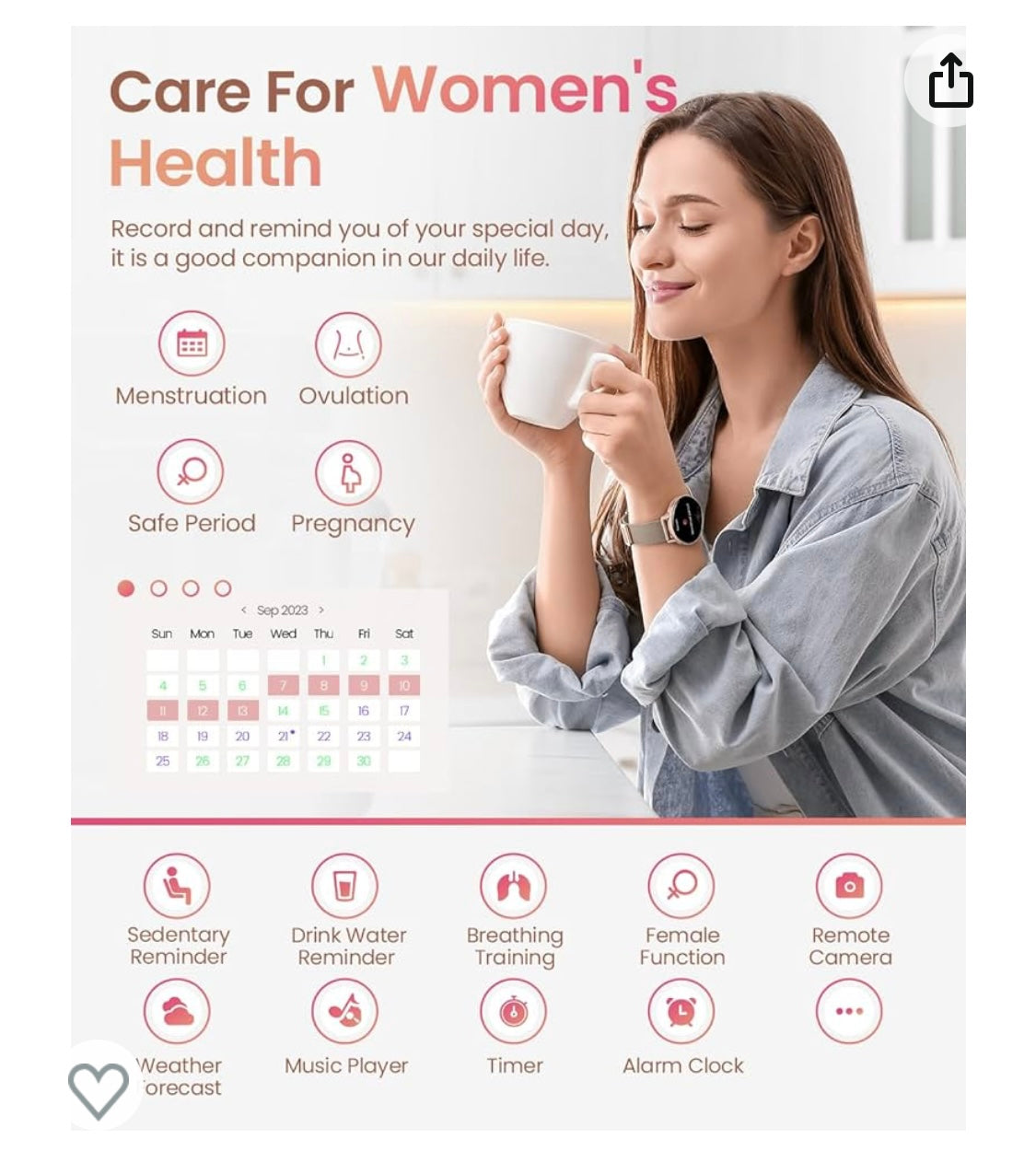 Montre Connectée Sport/Santé iOS/Androïd rose -20.000F