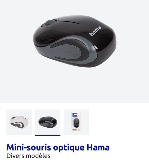 Souris Mini Optique Sans/fil Hama noir -1.500F