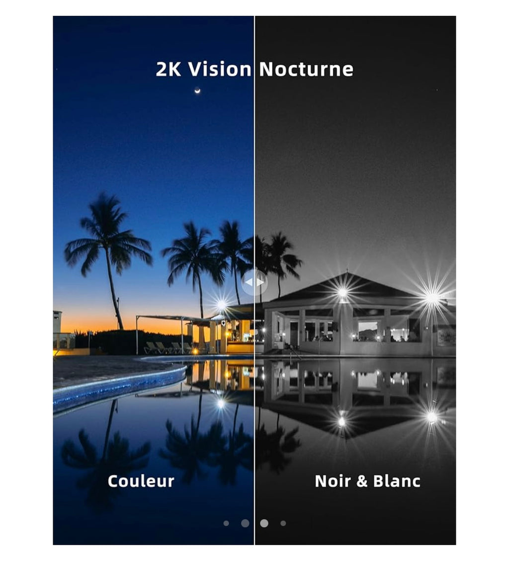 Virtavo Caméra Wifi de surveillance extérieure 2K sur batterie avec Panneau Solaire iOS/Androïd -10.000F