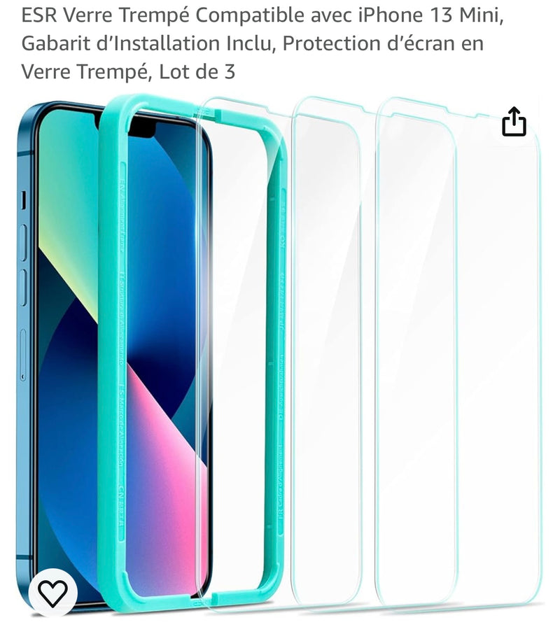 Protection verre trempé écran IPhone 12 mini (pack de 3) -Destockage !!!