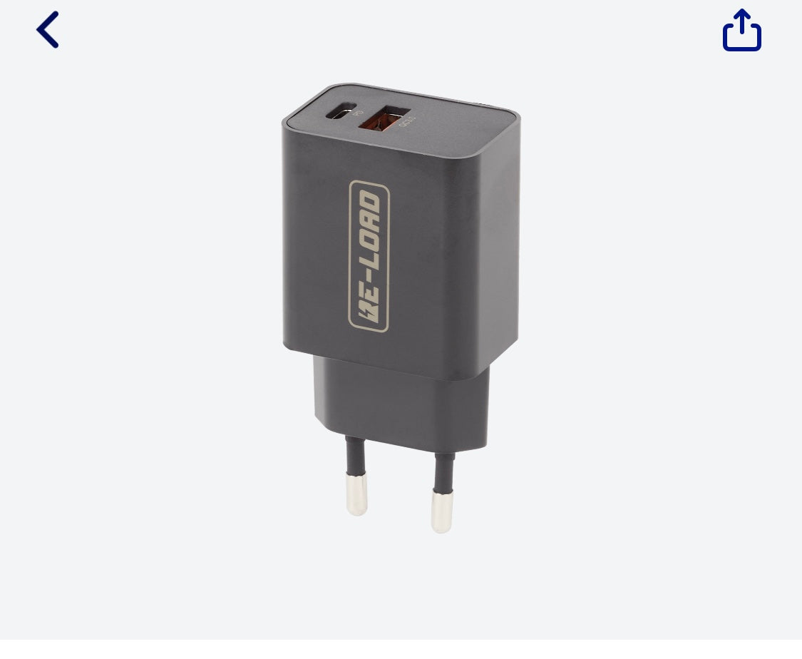 Chargeur rapide 2 ports 18/20w (Usb A 3.0/Usb C) -3.000 F