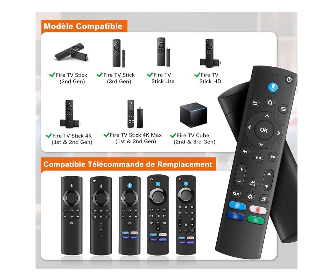 Télécommande Vocale pour Fire Tv Stick/Cube -5.000F