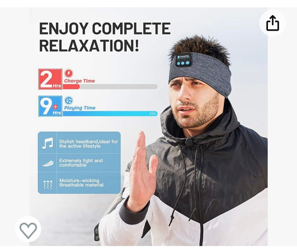 Casque sommeil et Bandeau sport Bluetooth -4.900F