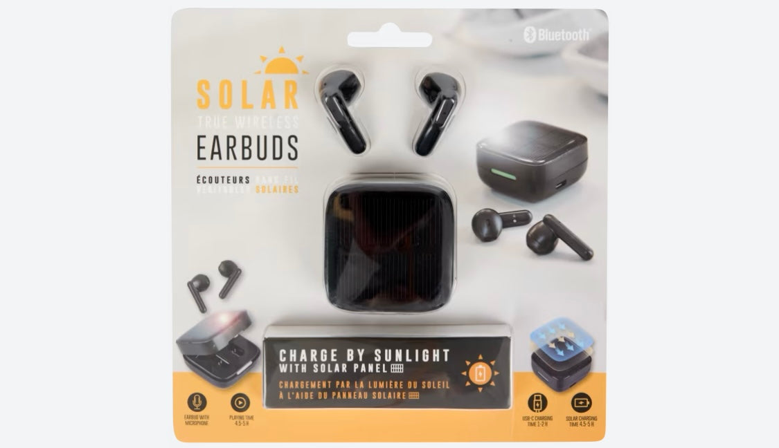 Ecouteurs solaires sans fil noirs - 5.000F