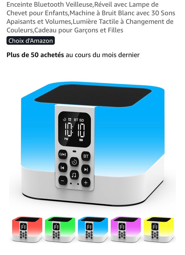 Enceinte Bluetooth 6 en 1 Réveil MP3 Lampe chevet -5.000F