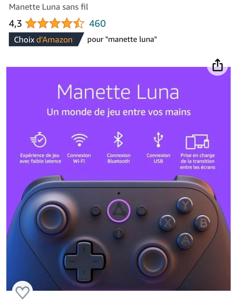 Manette Luna sans fil Wi-Fi/Bt/Usb Win/Mac/iOs/Androïd -20.000 F