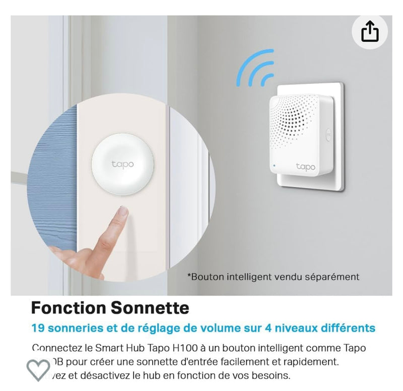 Tapo Smart Hub Wifi iOS/Androïd -4.900F