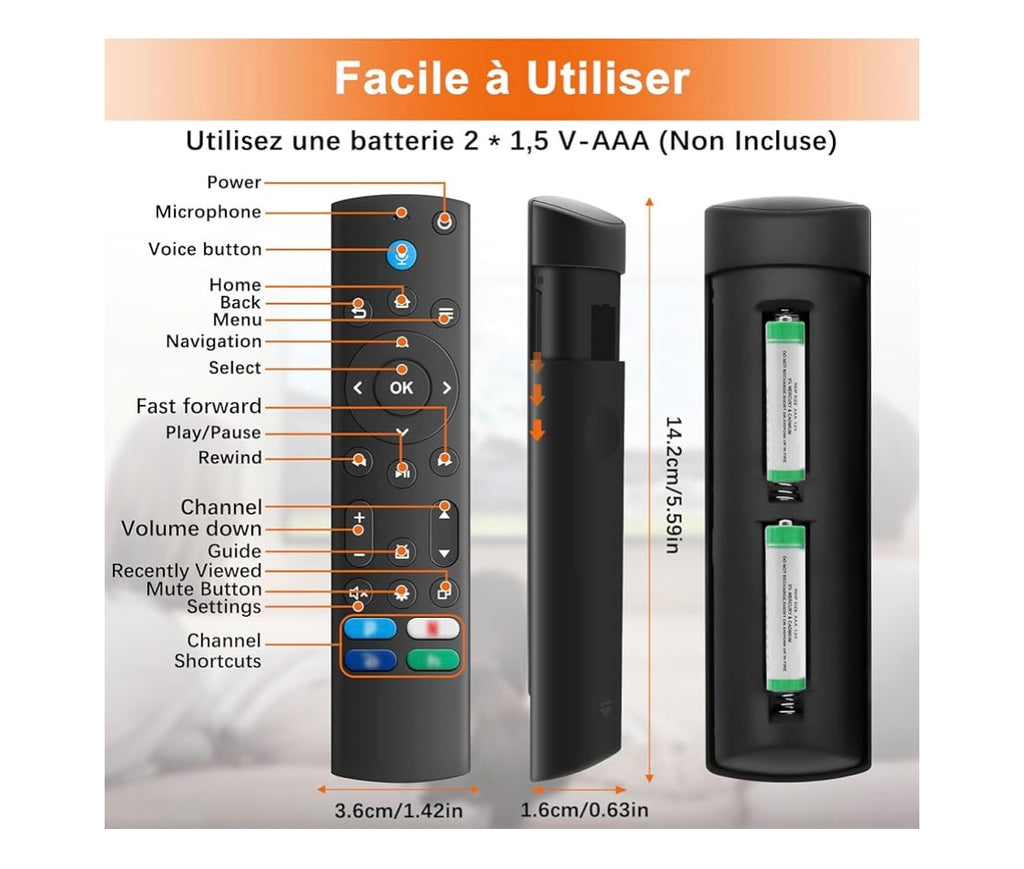 Télécommande Vocale pour Fire Tv Stick/Cube -5.000F