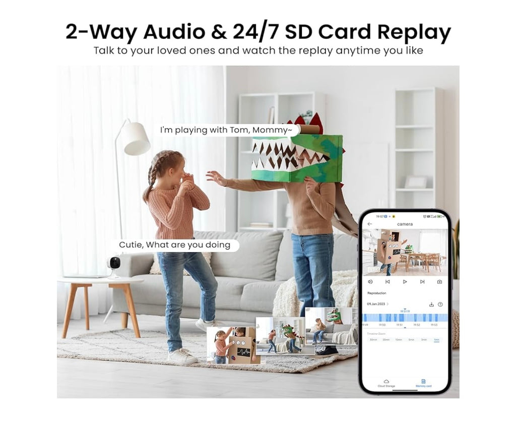 Aoqee pack 2 Caméras Wifi de surveillance intérieure 2K iOS/Androïd -20.000F