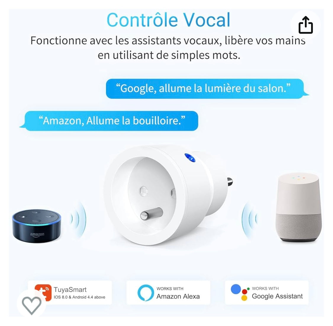 Prise connectée Surnice Wifi iOS/Androïd -5.000F