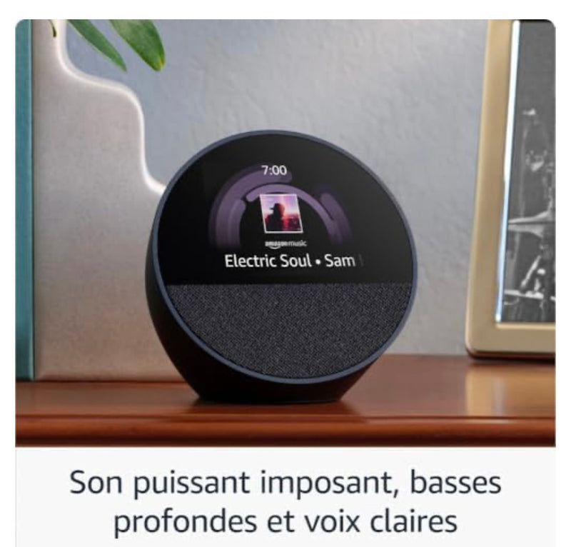 Echo Spot Réveil/Enceinte Connecté Noir avec Alexa -20.000F