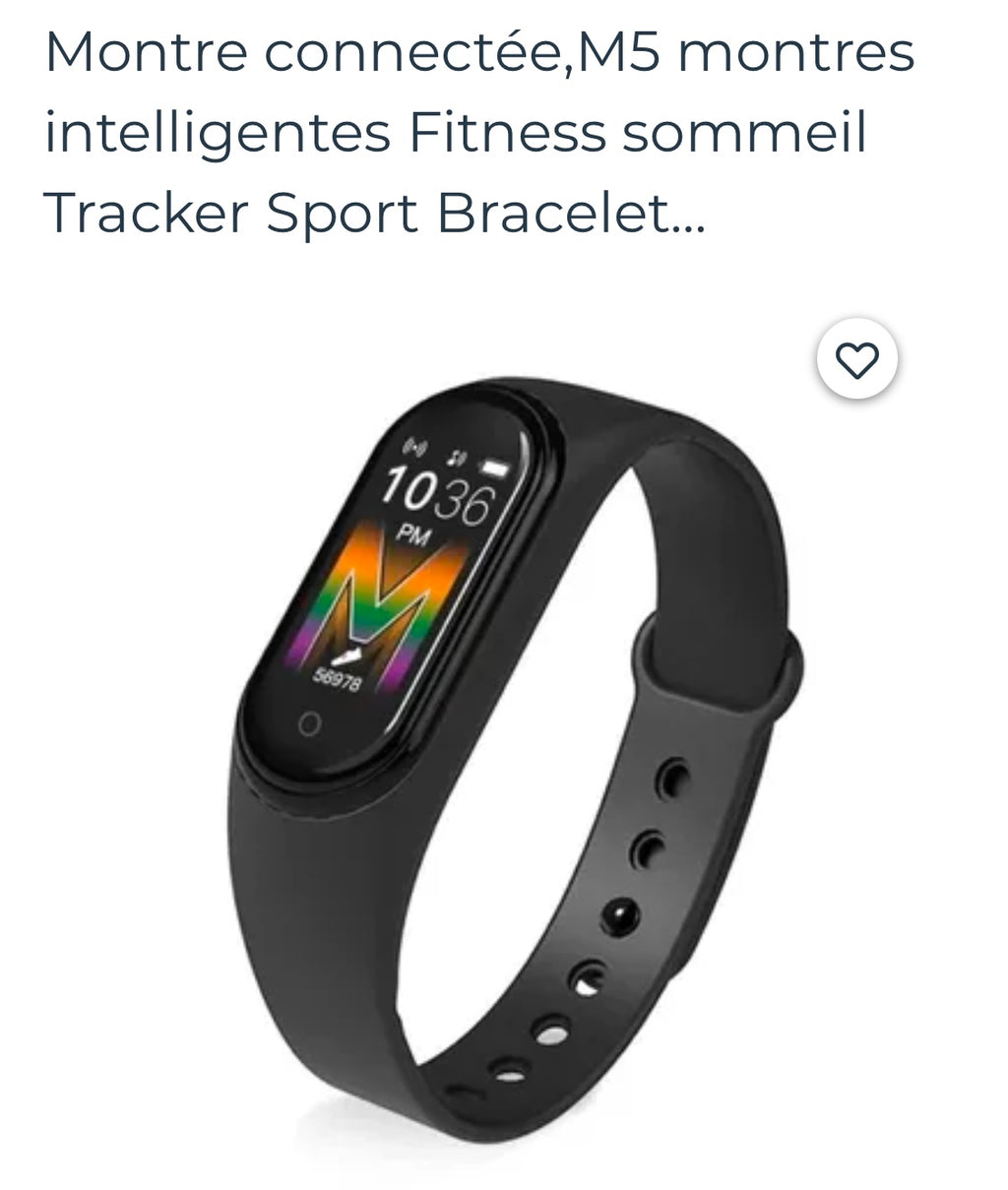 Montre connectée Sport/Santé M5 iOS/Androïd noire -5.000F
