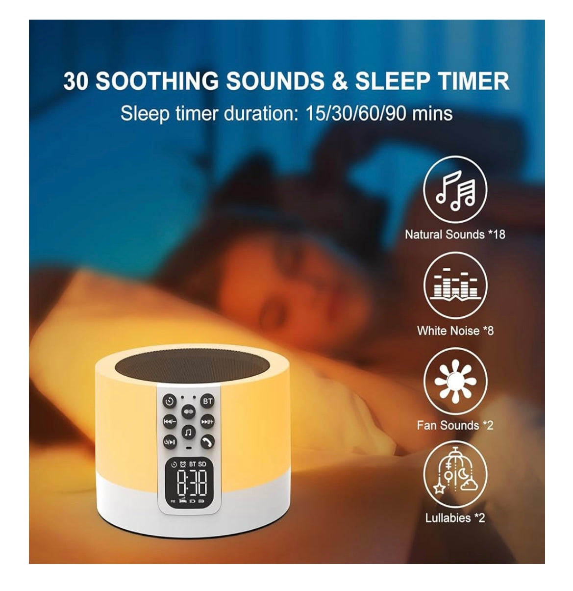 Enceinte Bluetooth 5 en 1 Réveil MP3 Lampe chevet -5.000F