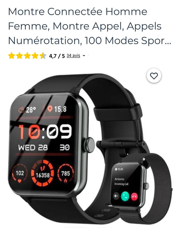 Montre connectée Sport/Santé Blackview R50 iOS/Androïd noire