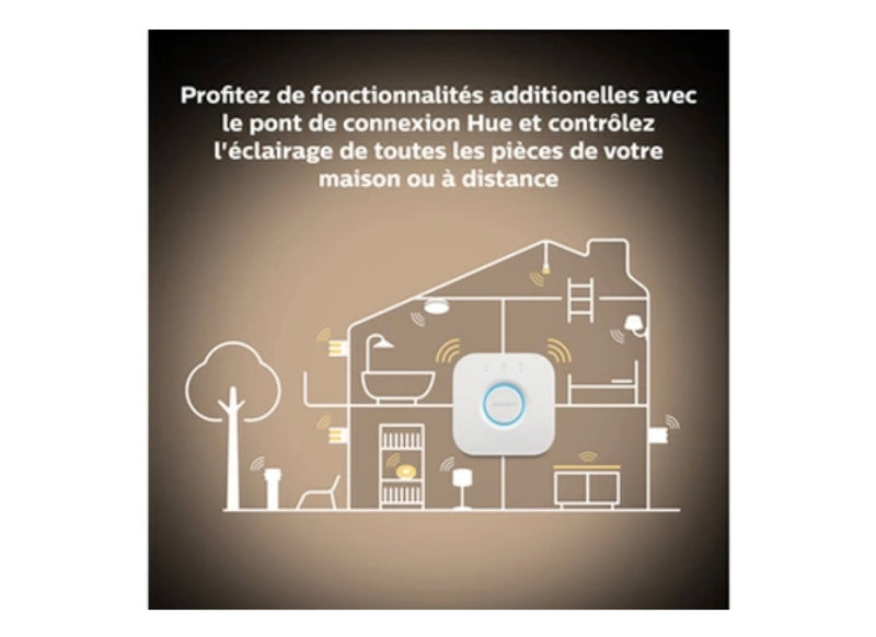 Pack Philips Hue (3 ampoules 1100 lumens E27 + Pont + Interrupteur/Variateur) connectés -20.000F