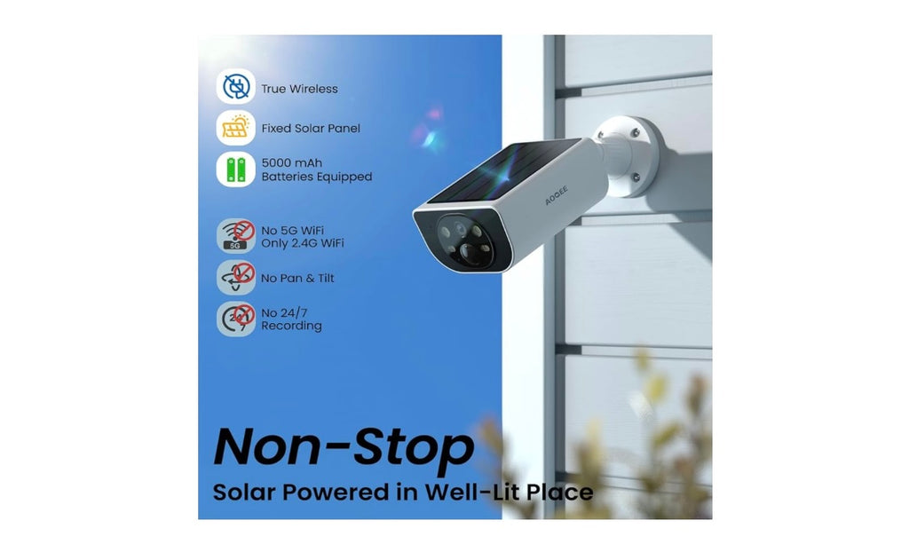 Aoqee pack 2 Caméras Wifi de surveillance extérieure 2K sur batterie Panneau Solaire intégré iOS/Androïd -20.000F