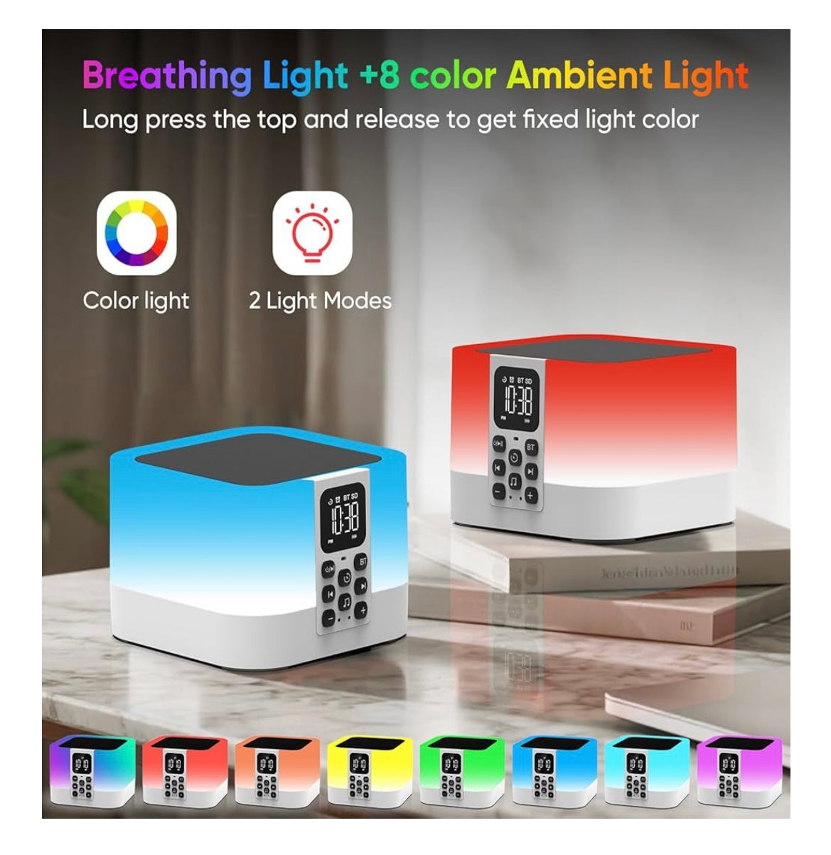 Enceinte Bluetooth 6 en 1 Réveil MP3 Lampe chevet -5.000F