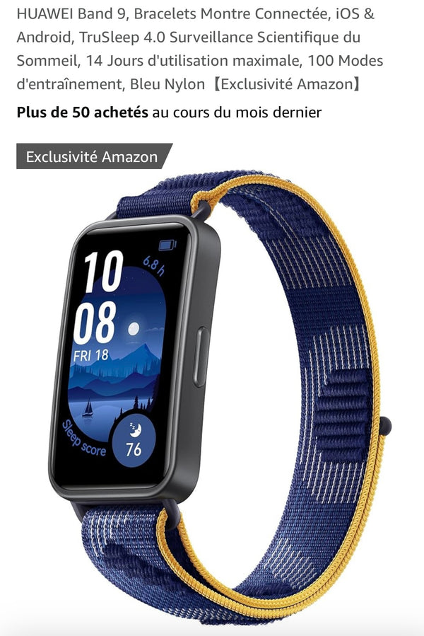 Montre connectée Sport/Santé Huawei Band 9 noire iOS/Androïd -10.000F
