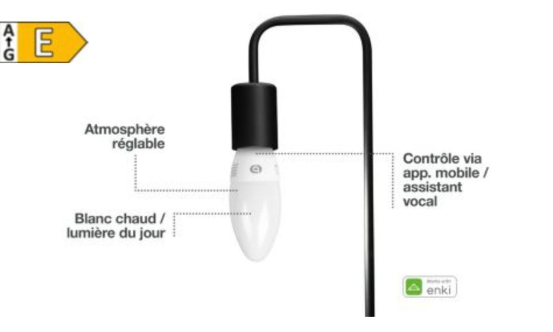 Essentiel B Ampoule connectée 470 lumens White Flamme Wifi iOS/Androïd E14 -5.000F