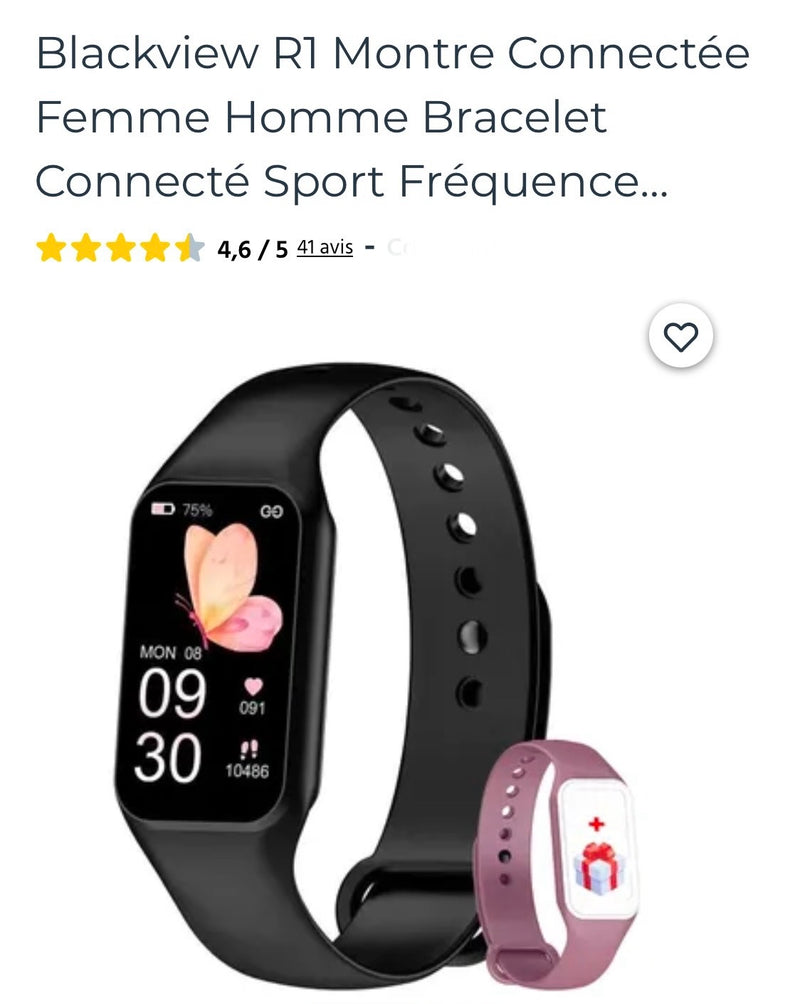 Montre Sport Connectée R1 iOS/Androïd noire -10.000F