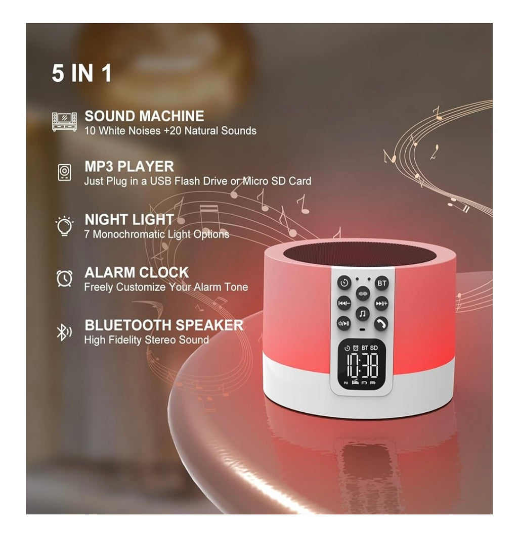 Enceinte Bluetooth 5 en 1 Réveil MP3 Lampe chevet -5.000F