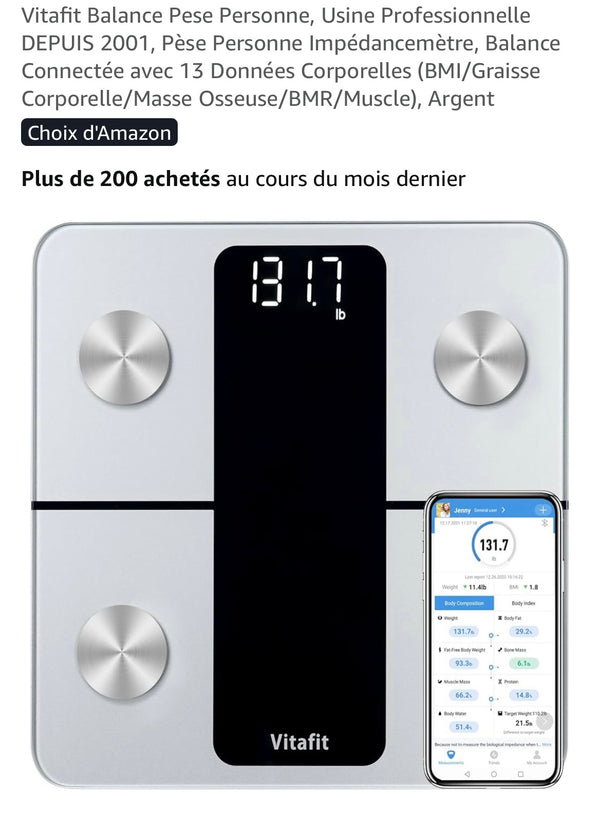 Balance Pèse-personne Connecté santé Vitafit  -5.000F