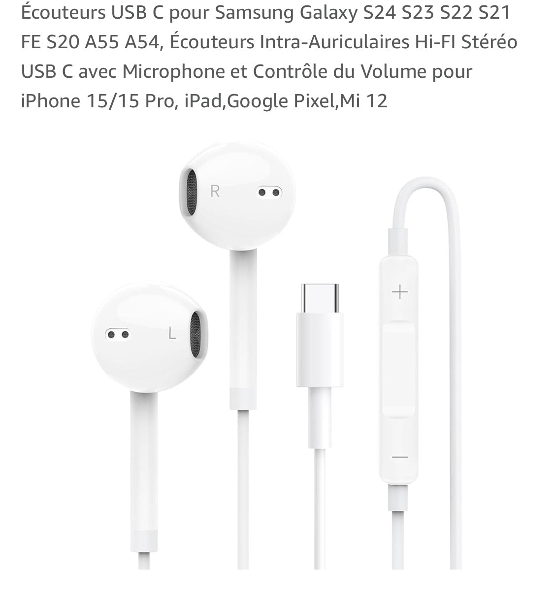 Ecouteurs blancs Usb C - 3.000F