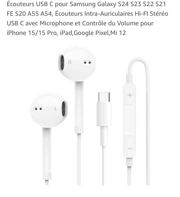 Ecouteurs blancs Usb C - 3.000F