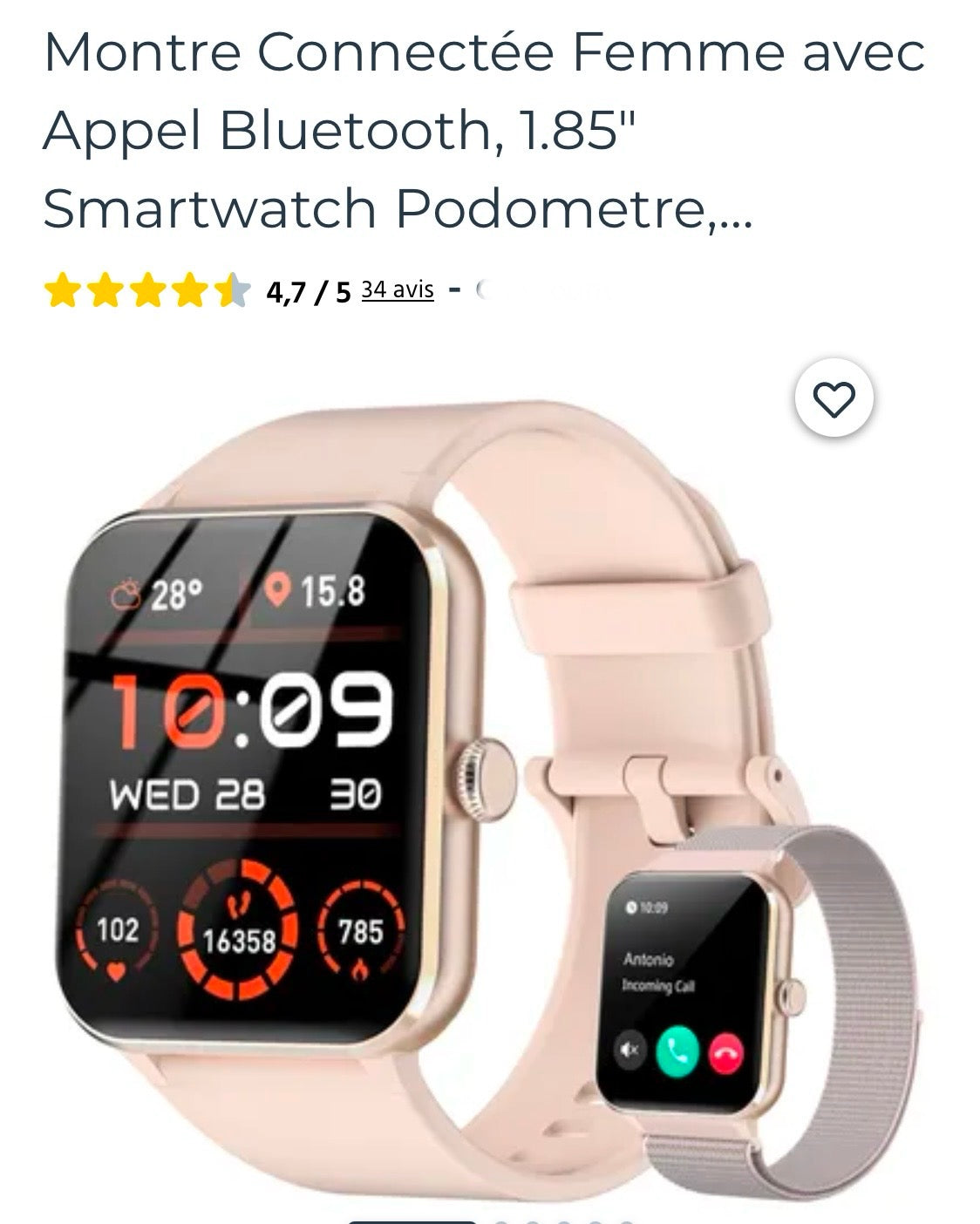 Montre connectée Sport/Santé Blackview R50 iOS/Androïd rose