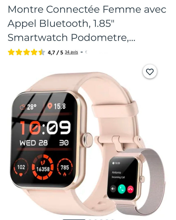 Montre connectée Sport/Santé Blackview R50 iOS/Androïd rose