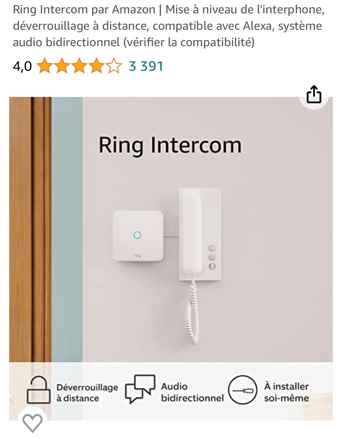 Ring intercom iOS/Androïd -50.000F