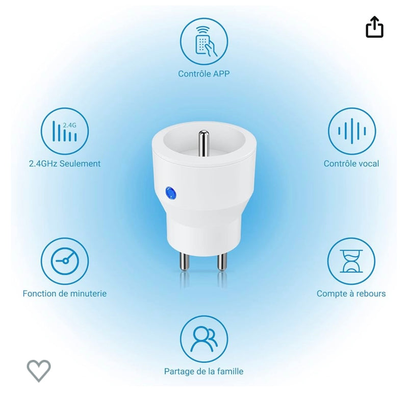 Prise connectée Surnice Wifi iOS/Androïd -5.000F