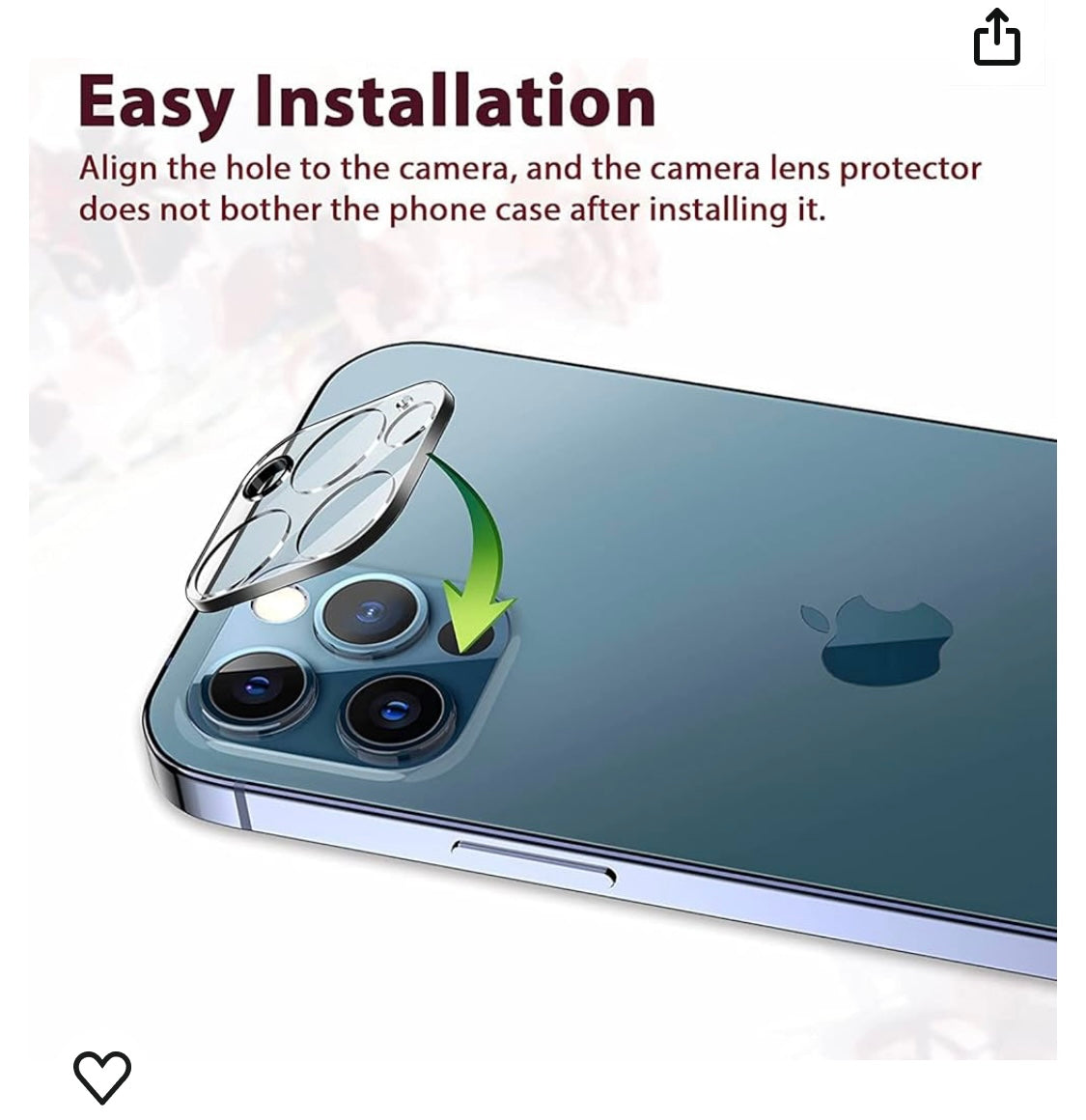 Protection verre trempé caméras arrière IPhone 12 Pro (pack de 2) -Destockage !!!