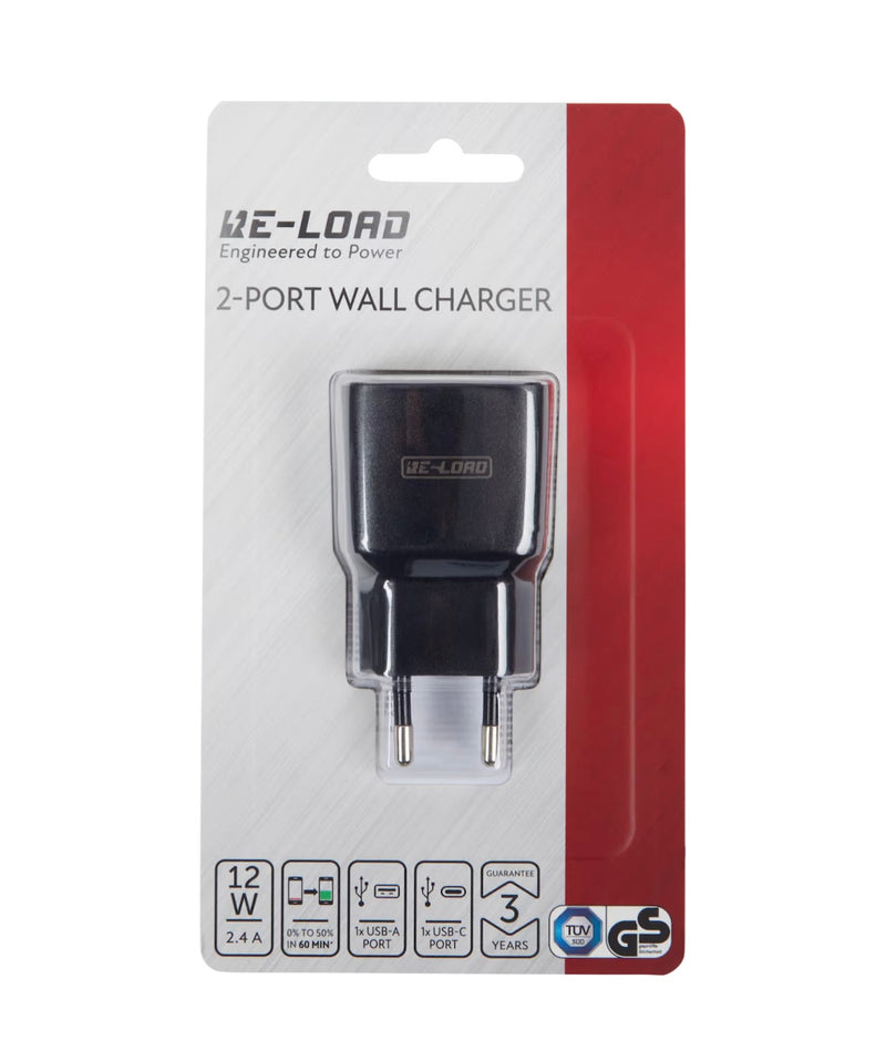 Chargeur secteur 2 ports charge 12w (Usb A/Usb C) -1.000 F