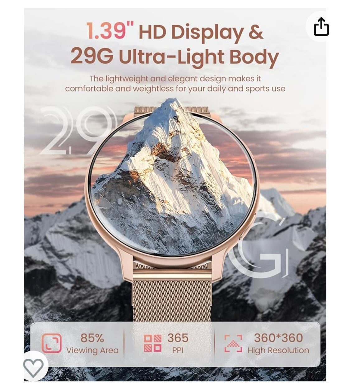 Montre Connectée Sport/Santé iOS/Androïd rose -20.000F