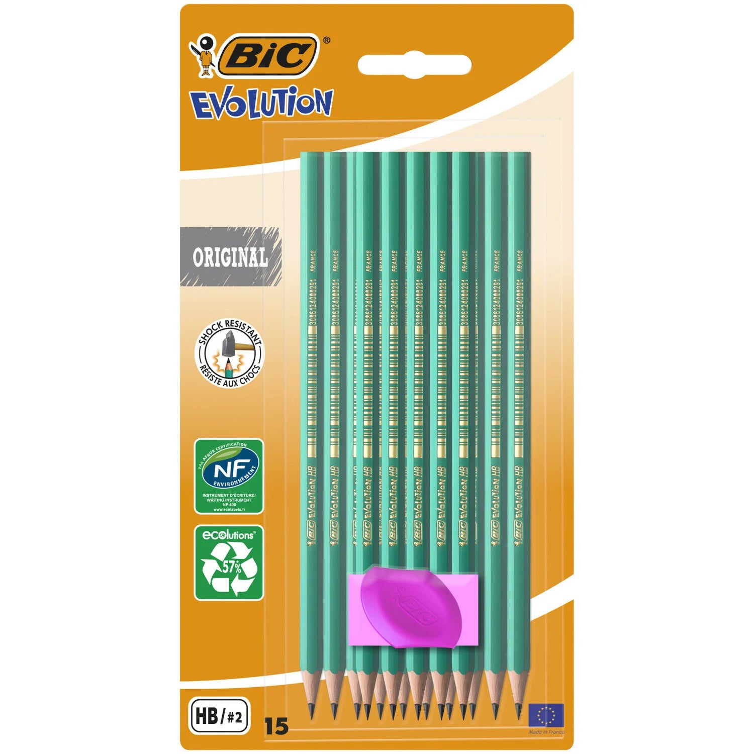 Crayons Graphite HB + Gomme (blister de 15) -20%