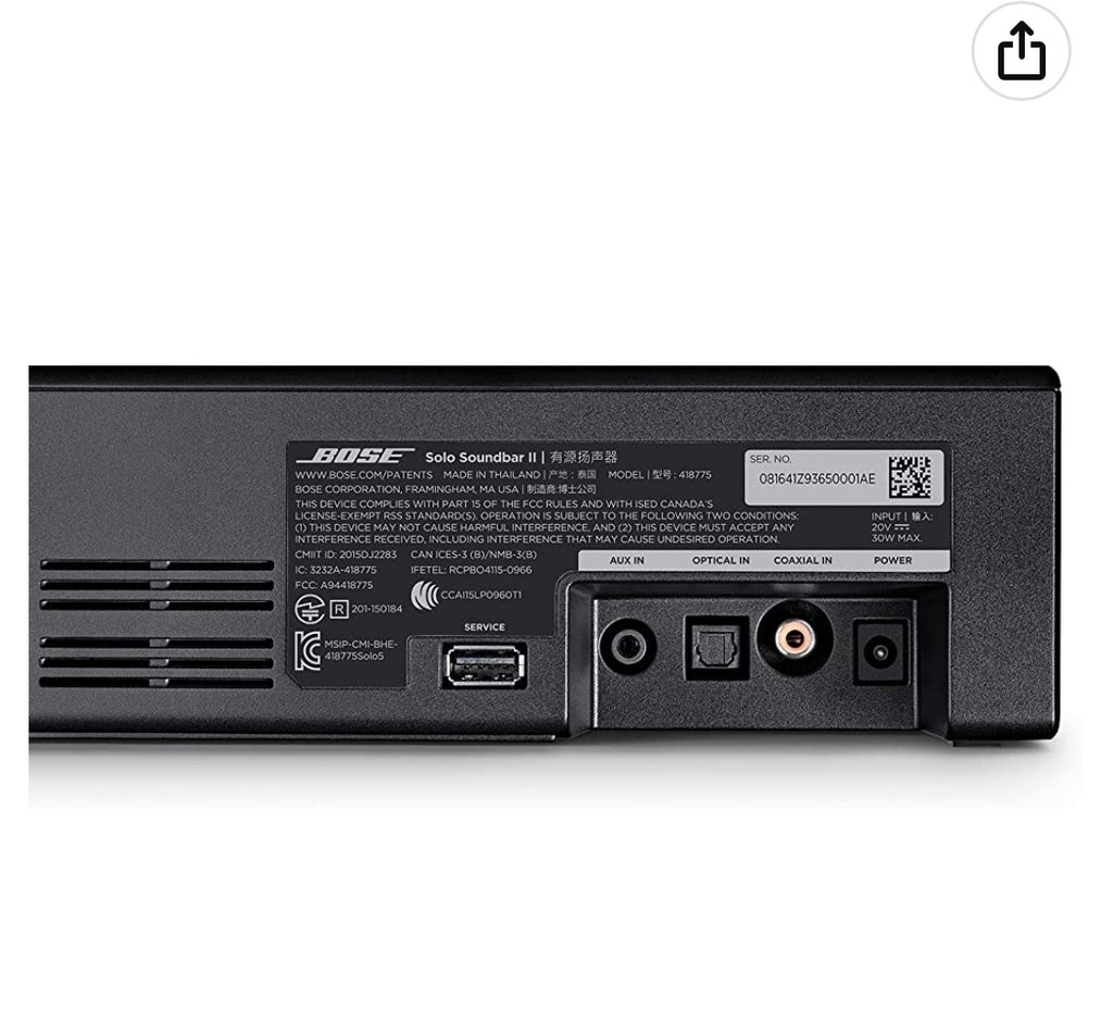 Bose Solo Soundbar II Barre de son TV + Echo Input -50.000 F