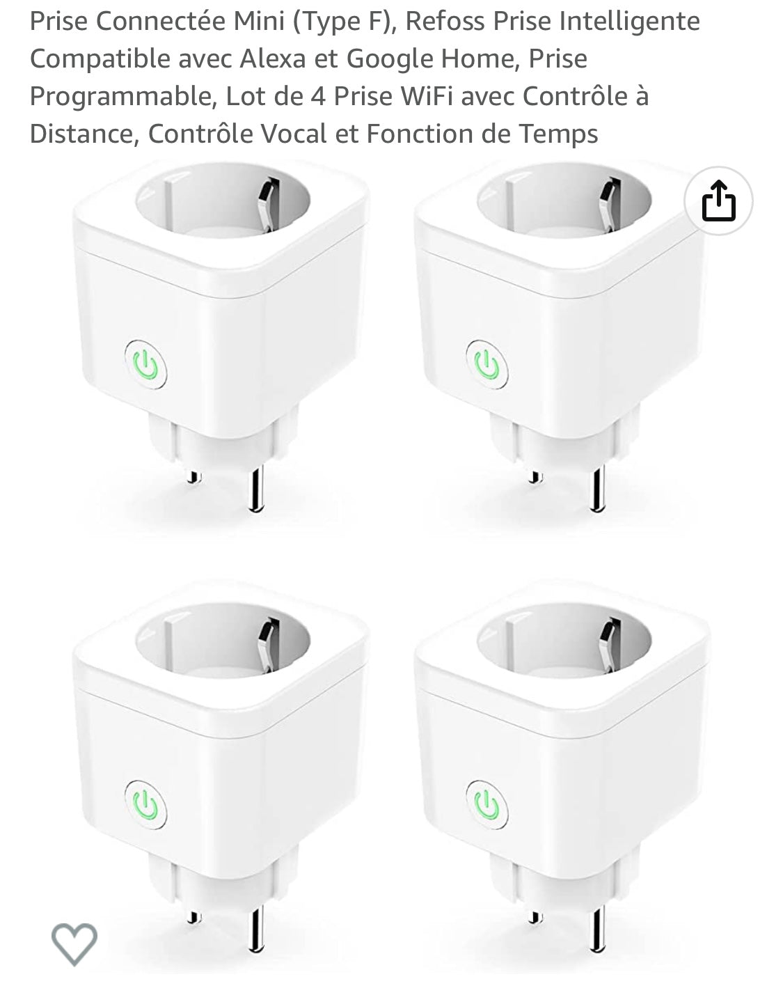 4 Prises connectée Refoss Wifi iOS/Androïd -10.000F