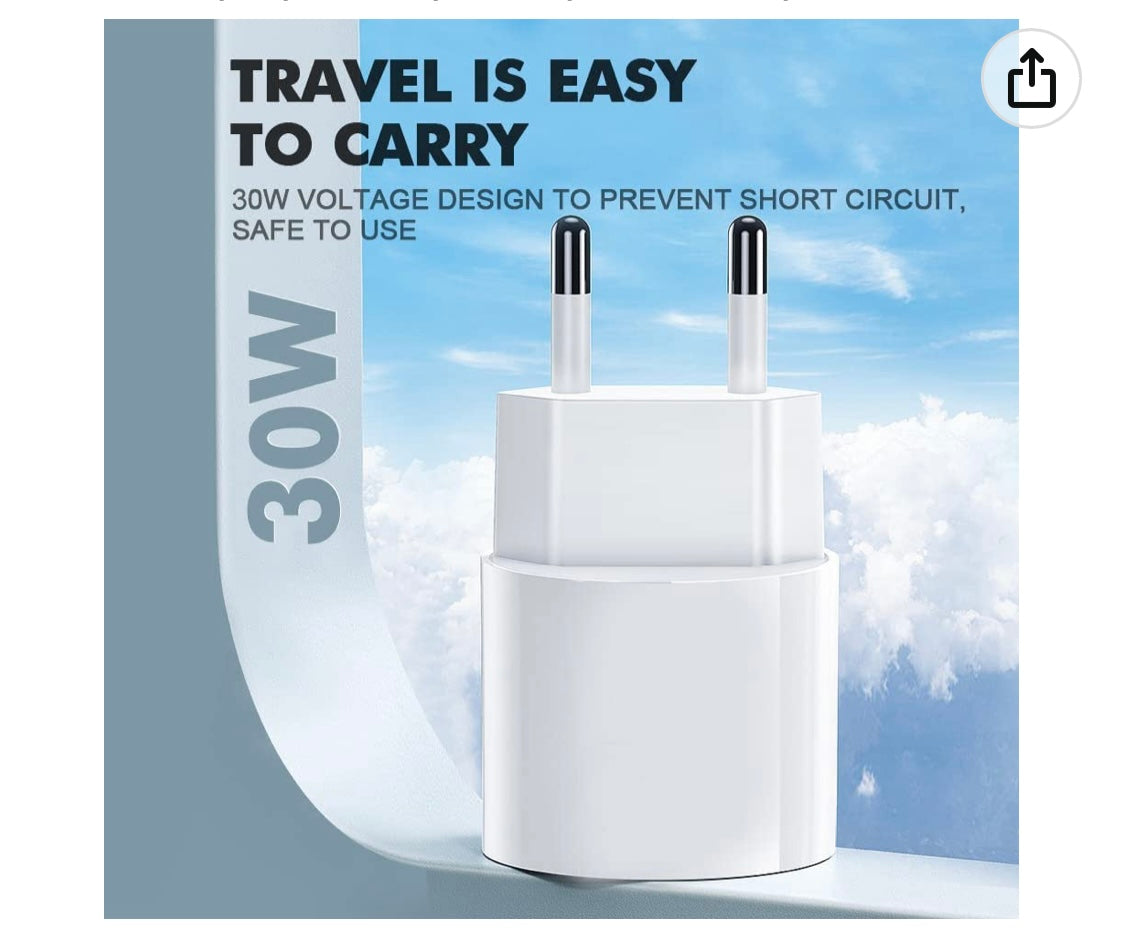 2 Chargeurs secteur Quick charge 30w Usb C (pack 2)  -5.000 F