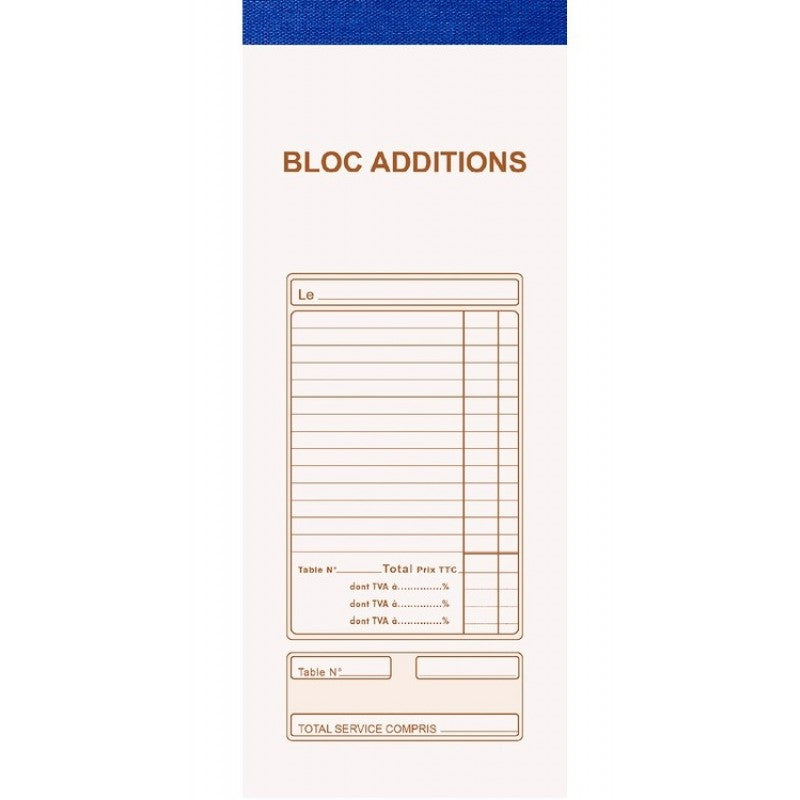 Bloc Additions 9.1x22.5cm 50 feuillets dupli autocopiants -20% - GEO Gabon Shop Online 