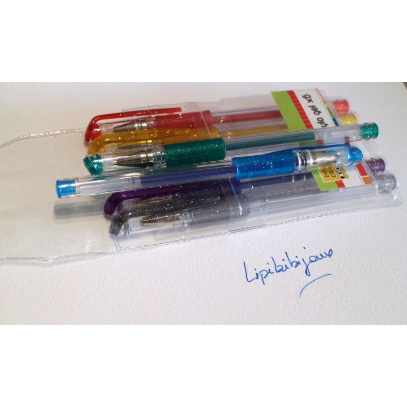 Stylos Gel pailleté ass coul paquet de 6 -20% - GEO Gabon Shop Online 