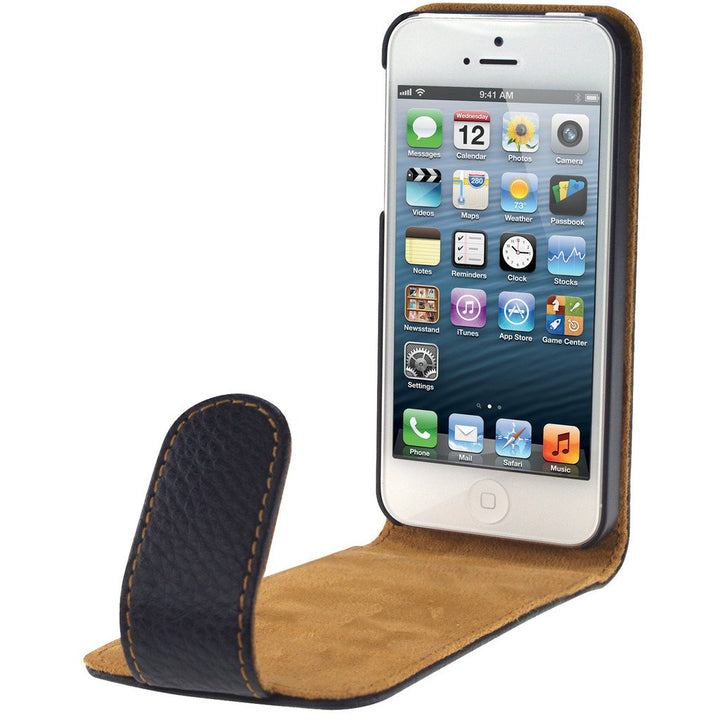 Etui/Rabat Cuir noir IPhone 5/5S/SE Destockage !!! - GEO Gabon Shop Online 