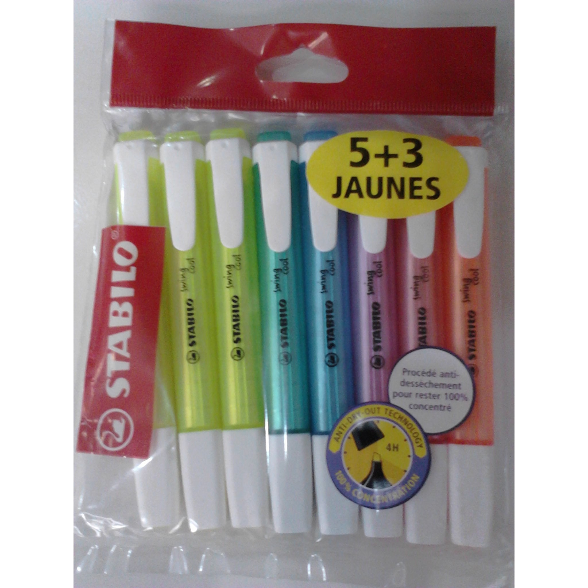 Surligneurs Swing Cool 5+3 jaunes sachet de 8 -20% - GEO Gabon Shop Online 