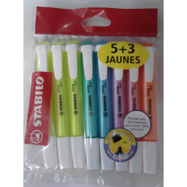 Surligneurs Swing Cool 5+3 jaunes sachet de 8 -20% - GEO Gabon Shop Online 