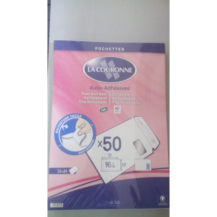 Pochettes à fenêtre Velin Blanc A4/C4 229x324mm (50) -20% - GEO Gabon Shop Online 