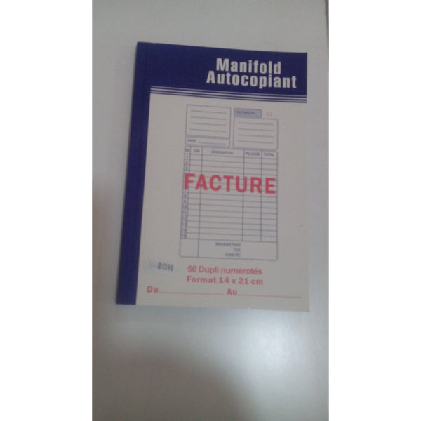 Manifold 50 Factures A5 14x21 cm dupli autocopiants -20% - GEO Gabon Shop Online 