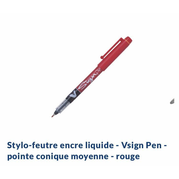 Stylo Feutre écriture V-SIGN PEN encre rouge -20% - GEO Gabon Shop Online 