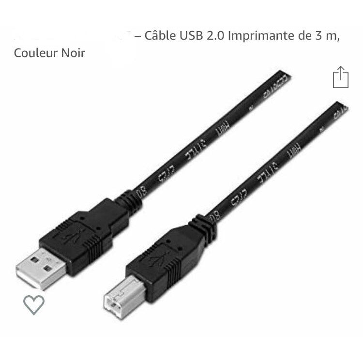 Cable imprimante USB 2.0 A/B 3m -20% - GEO Gabon Shop Online 