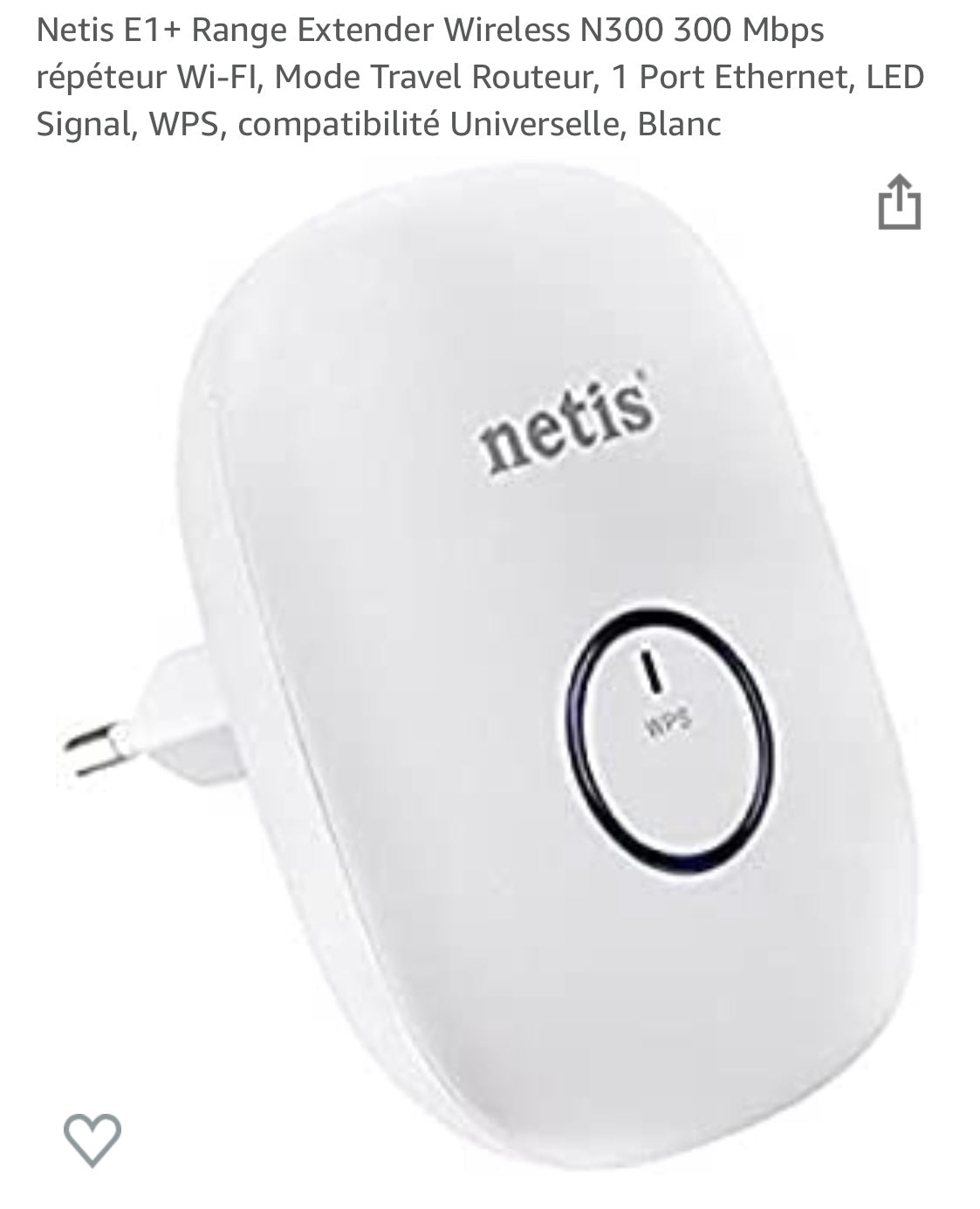 Wifi Ampli/Répéteur NETIS E1+ -10.000F